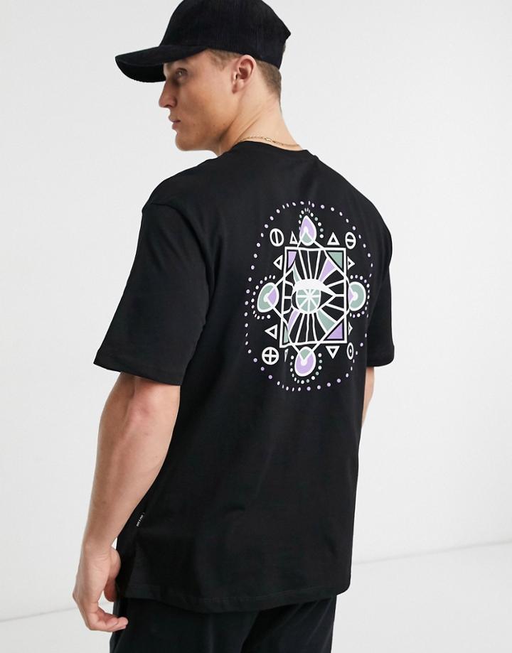 Only & Sons Oversized T-shirt With Moon Back Print In Black