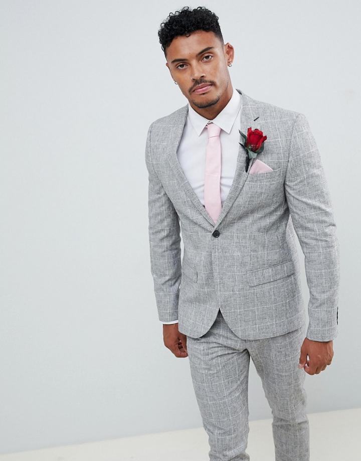 River Island Wedding Skinny Suit Jacket In Light Gray - Gray