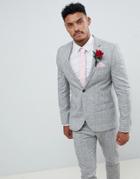 River Island Wedding Skinny Suit Jacket In Light Gray - Gray