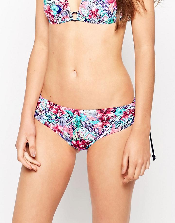 Marie Meili Wendy Floral Bikini Bottoms - Bright Coral Hawaii