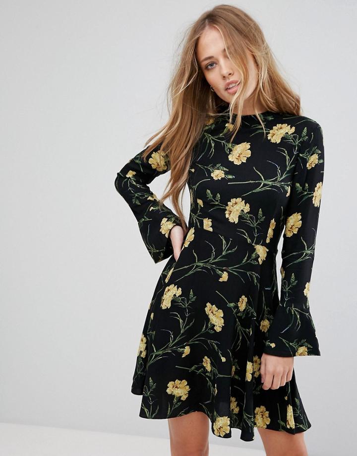 Warehouse Carnation Floral Print Skater Dress - Multi