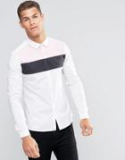 Asos Skinny Shirt With Cut And Sew - White