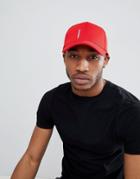 Asos Design Baseball Cap In Red With Embroidery - Red