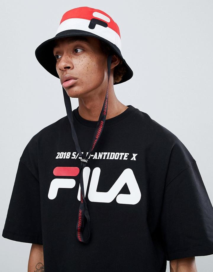 D-antidote X Fila Bucket Hat With Logo - Black