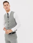 Asos Design Wedding Skinny Suit Vest In Gray Cross Hatch-beige
