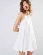 Mango Cami Frill Hem Dress - White
