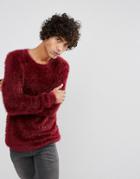 Asos Fluffy Sweater In Red - Red
