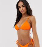 South Beach Exclusive Mix And Match Ribbed Tie Side Bikini Bottom In Neon Orange