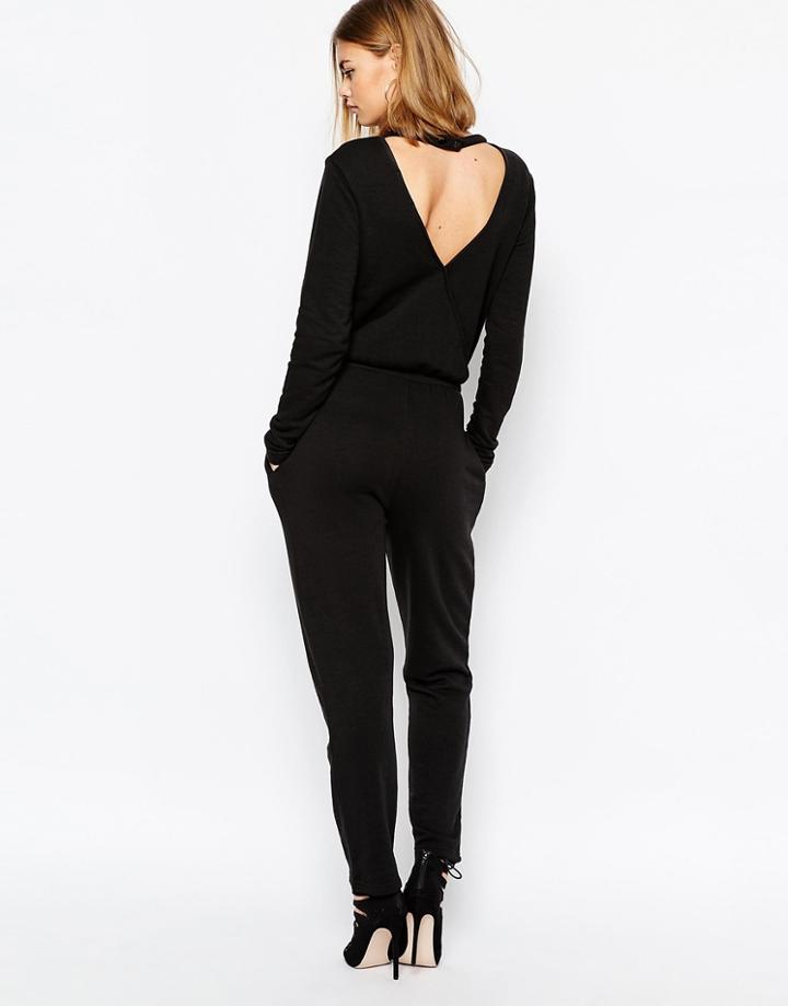 Daisy Street Relaxed Jumpsuit With Wrap Back - Black