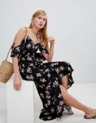 New Look Wrap Cold Shoulder Maxi Dress - Black