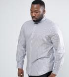Asos Plus Smart Stretch Slim Stripe Shirt In Blue - Blue