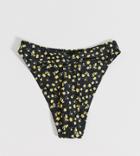 Peek & Beau Exclusive High Leg Frill Bikini Bottom In Black Floral