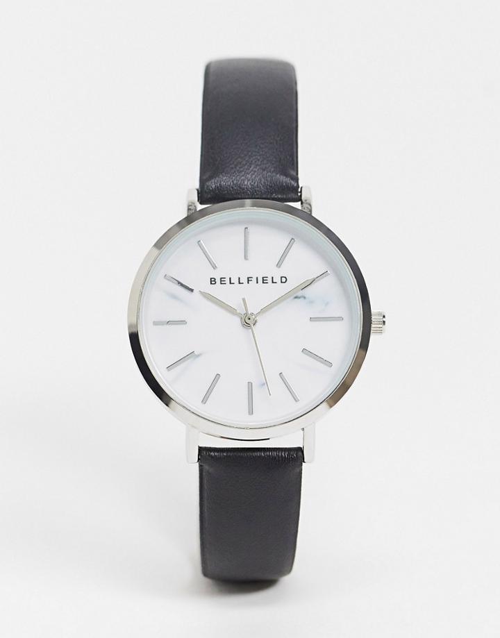 Bellfield Pu Strap Watch With Silver Detail-black