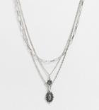 Reclaimed Vintage Inspired Burnished Silver Multi-strand Necklace With Cross Pendant