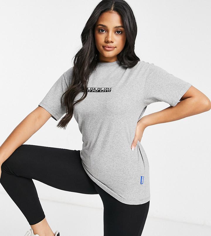 Napapijri Box T-shirt In Gray Exclusive At Asos-grey