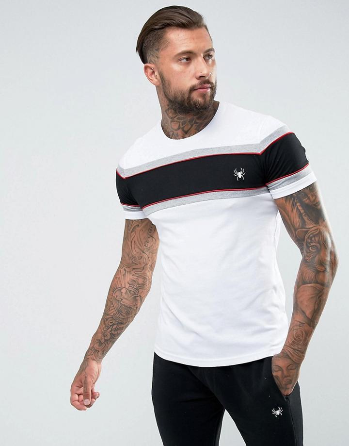Intense Muscle T-shirt In White With Contrast Panel - White