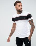 Intense Muscle T-shirt In White With Contrast Panel - White
