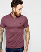 Asos Pique Muscle Polo With Embroidery In Burgundy Marl - Burgundy Marl