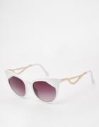 Asos Cat Eye Sunglasses With Square Corner Lens - White