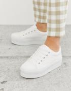 Asos Design Drama Chunky Embossed Lace Up Sneakers In White - White