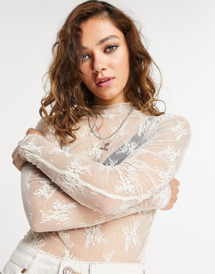 Free People Lady Lux Mesh Layering Top In Ivory-white