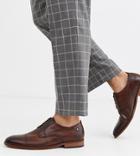 Base London Wide Fit Trailer Toe Cap Shoes In Washed Brown