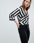 Bershka Stripe Wrap Blouse - Multi