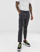 Asos Design Cigarette Chinos With Pleats In Washed Black - Black