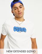 Asos Design Slim Shrunken Fit T-shirt In White With Graffiti Print