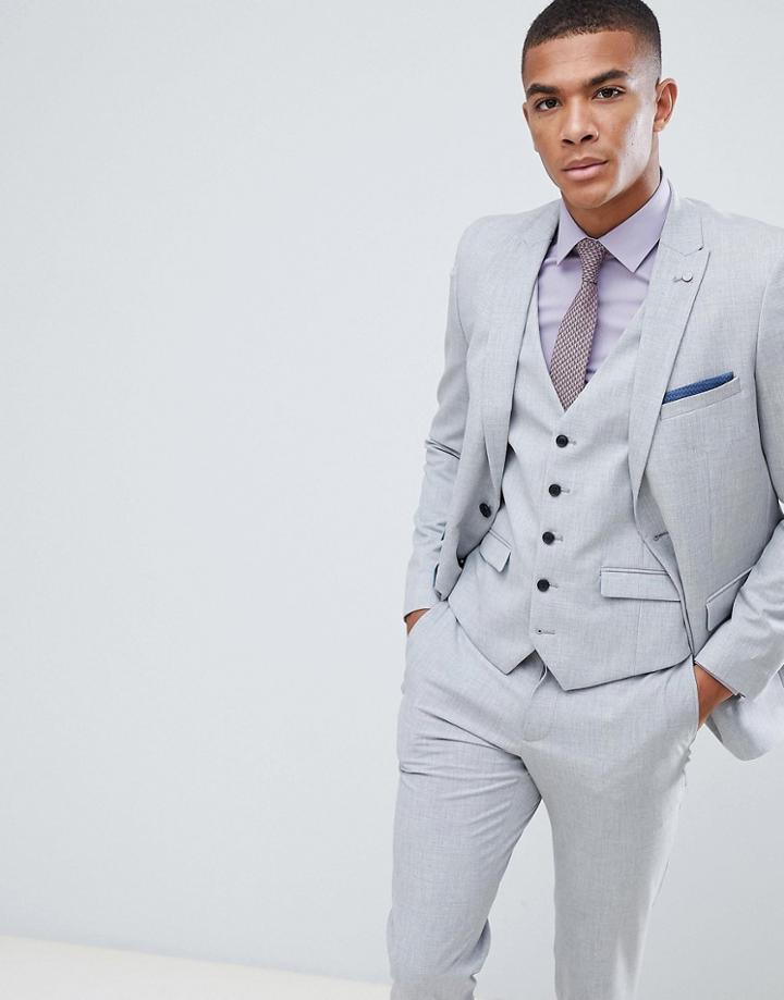 Burton Menswear Slim Fit Suit Jacket In Light Gray - Gray