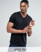 Asos Tall T-shirt With V Neck In Black - Black