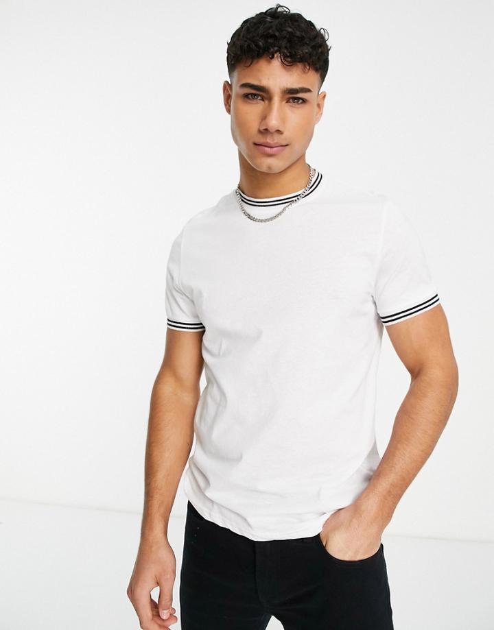 Brave Soul Ringer T-shirt In White