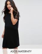 Asos Maternity T-shirt Dress With Lace Raglan Sleeve - Black