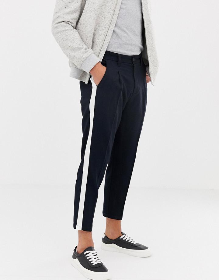 Jack & Jones Side Stripe Tapered Pants - Navy