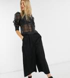 Asos Design Tall Clean Linen Culottes-black