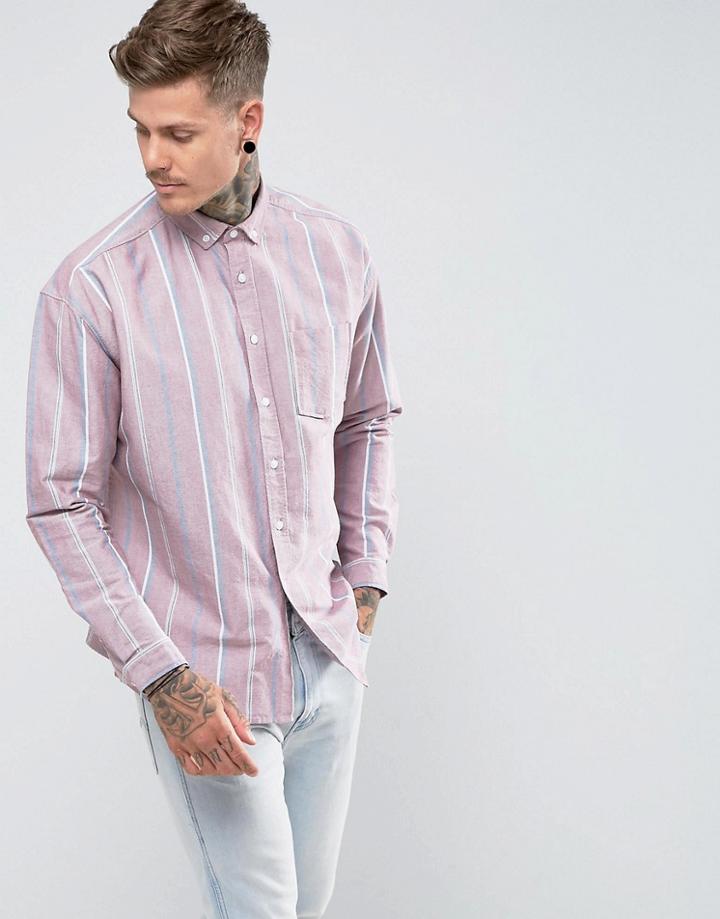 Asos Oversized Oxford Laundered Shirt In Brown - Brown