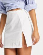Asos Design Soft Denim Skirt In White - Part Of A Set