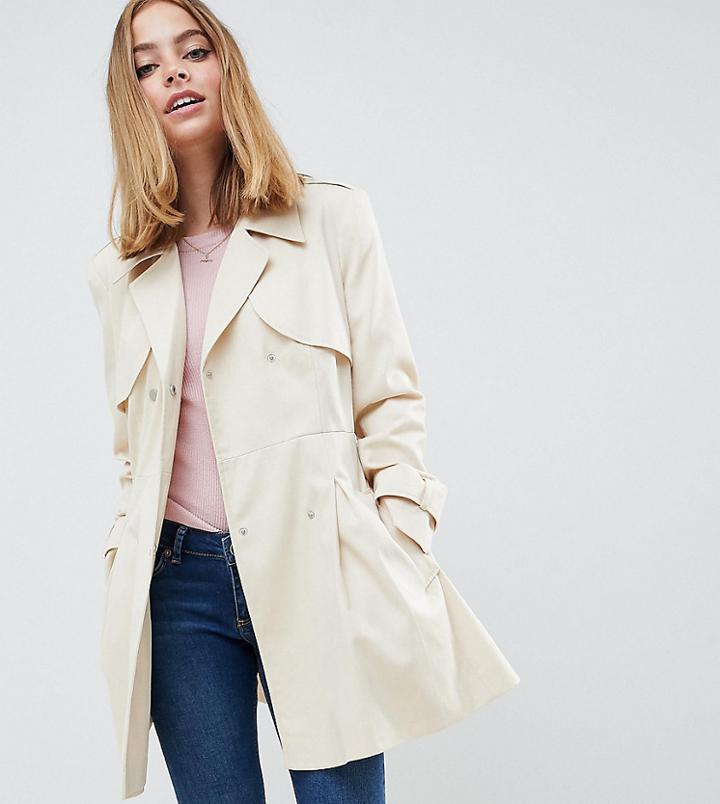Asos Design Petite Skater Trench - Cream