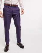 Asos Design Wedding Skinny Wool Mix Suit Pants In Soft Berry Twill-red