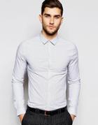 Asos Skinny Shirt In Fine Stripe With Long Sleeves - White