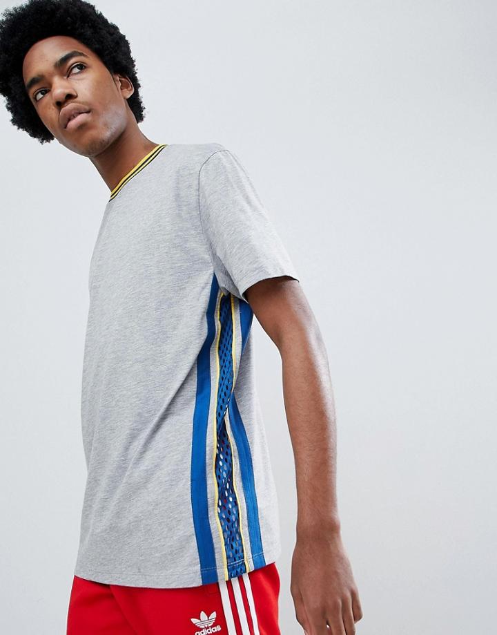 Asos Design Relaxed T-shirt With Contrast Mesh Side Panel In Gray - Gray