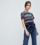 Oasis Rainbow Striped Tie Front T-shirt - Multi