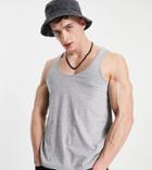 Asos Design Organic Cotton Blend Tank In Gray Heather-grey
