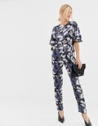 Uttam Boutique Short Sleeve Floral Print Jumpsuit - Multi