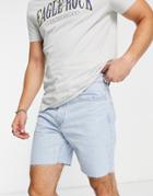 Only & Sons Cut Off Denim Short In Light Vintage Wash-blue