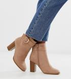 Asos Design Wide Fit Relay Heeled Ankle Boots In Taupe - Beige