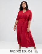 Alice & You Maxi Tea Dress With 3/4 Sleeves - Red