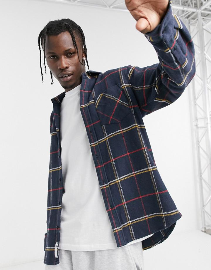 Pull & Bear Tartan Check Shirt In Navy