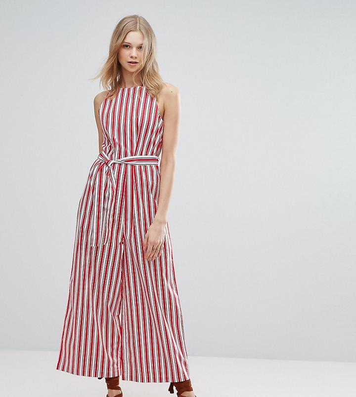 Asos Tall Stripe Cotton Jumpsuit - Multi