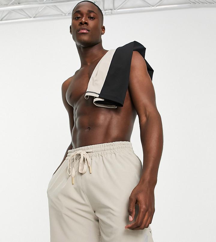 South Beach Man Side Split Shorts In Stone-neutral